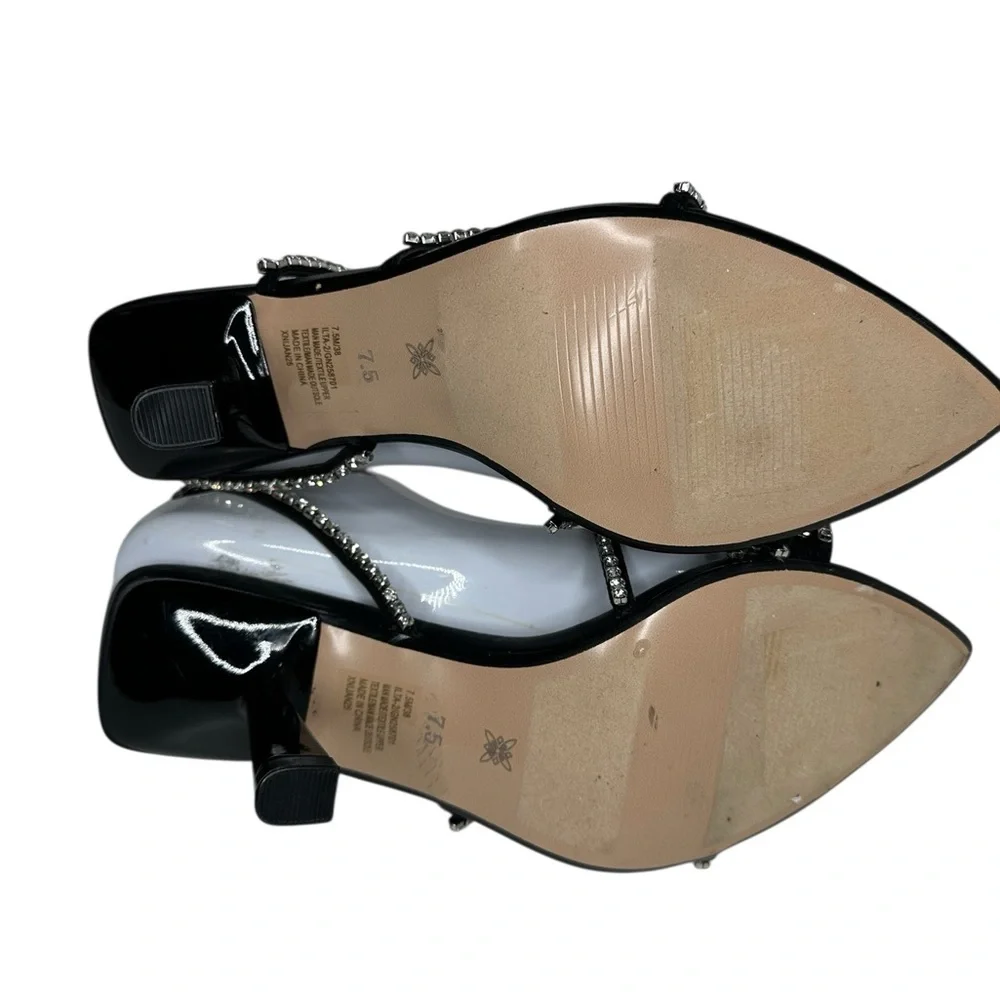BCBGeneration Ilta Rhinestone Embellished Strap Black Heels Sandals. 7.5